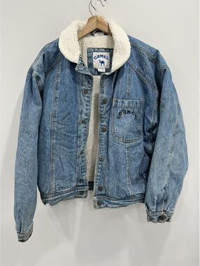 Vintage Camel Sherpa Denim Jean Jacket tee shirt sweater